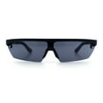 thumbnail image 5 of 80s Half Rim Narrow Rectangle Shield Retro Plastic Sport Plastic Sunglasses All Black, 5 of 8
