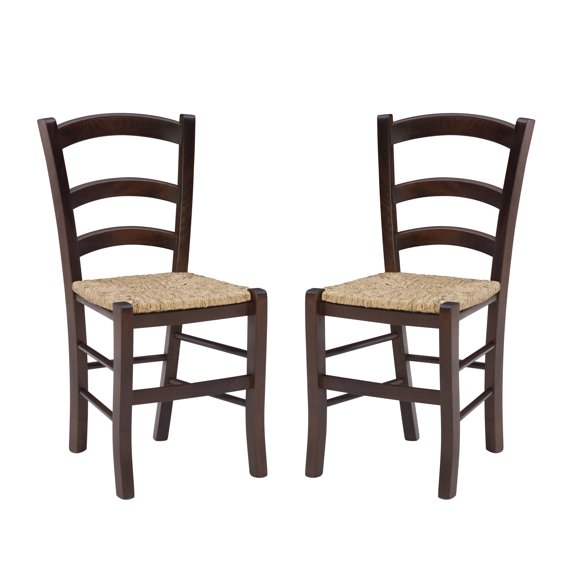 Linon Varney Indoor Ladder Back Dining Chair, Set of 2, Walnut
