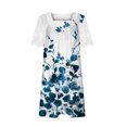 thumbnail image 4 of ICHUANYI Clearance Fashion Women's Casual Short Sleeve Lace Square Neck Ladies Pleated Dress Dresses(Blue, S) ICHUANYI WER2023080915575, 4 of 5
