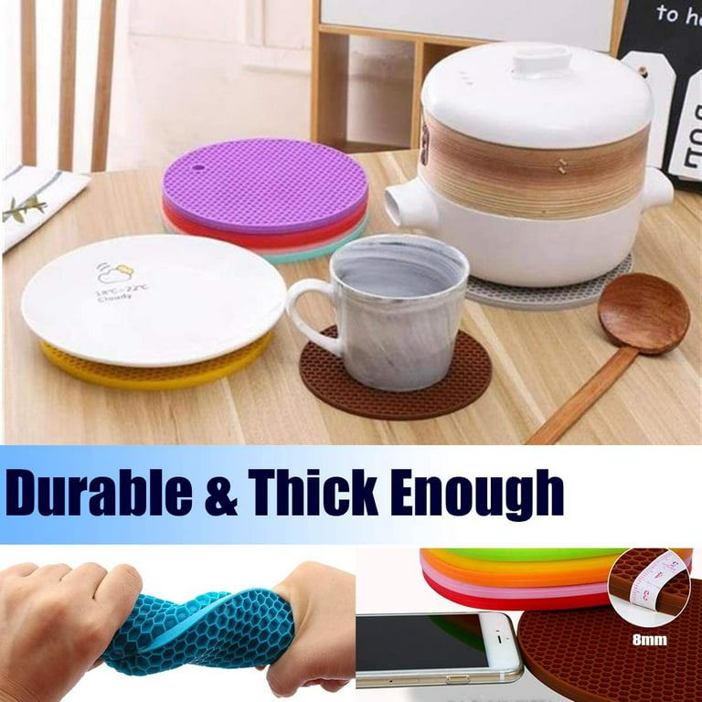 Yirtree Silicone Trivet Mats, Silicone Pot Holders for Hot Pan and Pot Pads.  Heat Resistant Counter Mats for Tables, Countertops, Spoon Rest and Large  Coasters 