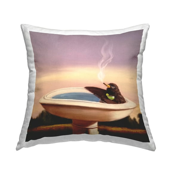 Stupell Industries Birdbath Best Life Animal Alcohol Humor Bird Margarita Novelty Multi-Color,18 x 7 x 18 Decorative Pillows
