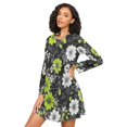 thumbnail image 3 of FORMRS Womens Long Sleeve Nightgowns Crew Neck Sleep Shirt Soft Pajamas Sizes S-3XL, White Flower Pattern, 3 of 8