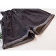 thumbnail image 5 of Hurxie Women's Paper Bag Waist Button Roll Up Hem Denim Shorts with Pockets Black,XL, 5 of 5