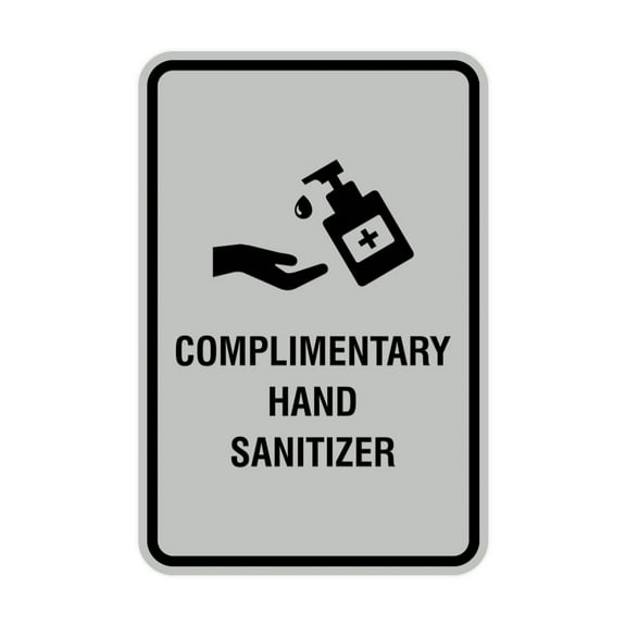Portrait Round Complimentary Hand Sanitizer Sign (Lt Gray) - Medium 5" x 7"
