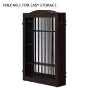 Unipaws Wide Pet Gate, Freestanding Pet Playpen, 6 Panels Dog Gate, Espresso
