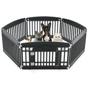 CONCETTA 24 Inch 6-Panel Portable Dog Playpen for Indoor, Plastic Lightweight Indoor Puppy Pen with Door, Customizable, Black