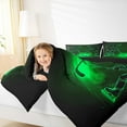 thumbnail image 4 of Manfei Sports Game Queen Comforter Set,Ice Hockey Player Bedding Sets,Neon Green Black Bedding Comforter Set For Children,Breathable Room Decor Reversible,3-Piece, 4 of 8