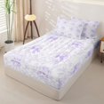 thumbnail image 2 of Homewish Flower Bow Zipper Twin Comforter Sets with Fitted Sheet and 2 Pillowcases For Kids Girls,White Purple Zipper Bedding Set,Colorful Stars Reversible,4-Piece, 2 of 7