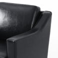 thumbnail image 5 of High Back Swivel Accent Chair with Plump Back Pillow, PU Leather Swivel Armchair for Living Room, Comfy Vintage Barrel Chair for Adults(Leather Black, Set of 2), 5 of 6