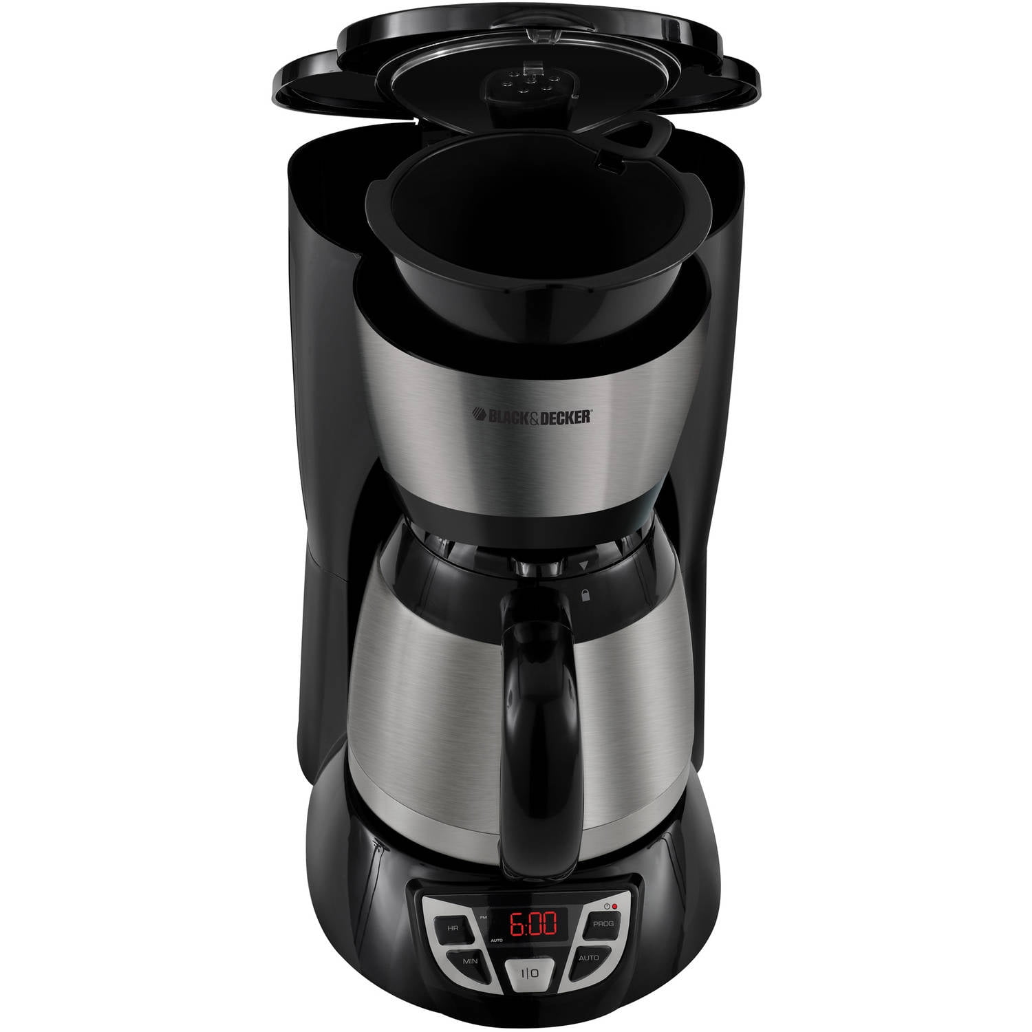 BLACK+DECKER 8-Cup Thermal Programmable Coffee Maker, Stainless Steel and  Black, CM1609 - Walmart.com