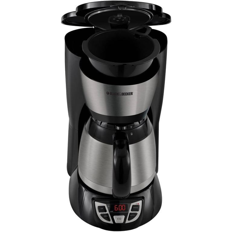 BLACK+DECKER 8-Cup Thermal Programmable Coffee Maker, Stainless Steel and  Black, CM1609