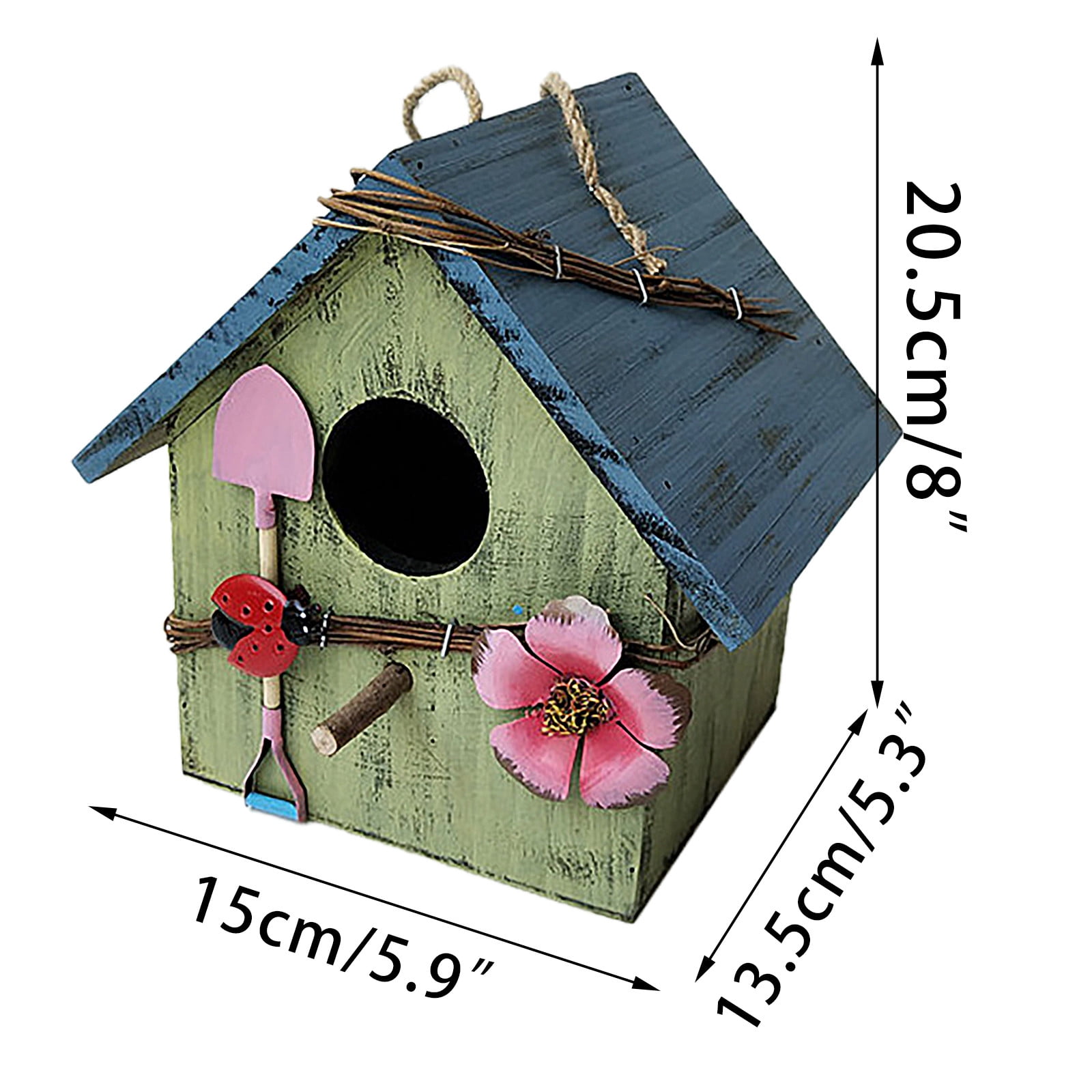 Bseka Wooden Bird Feeder Courtyard Villa Balcony Hanging Rainproof Bird