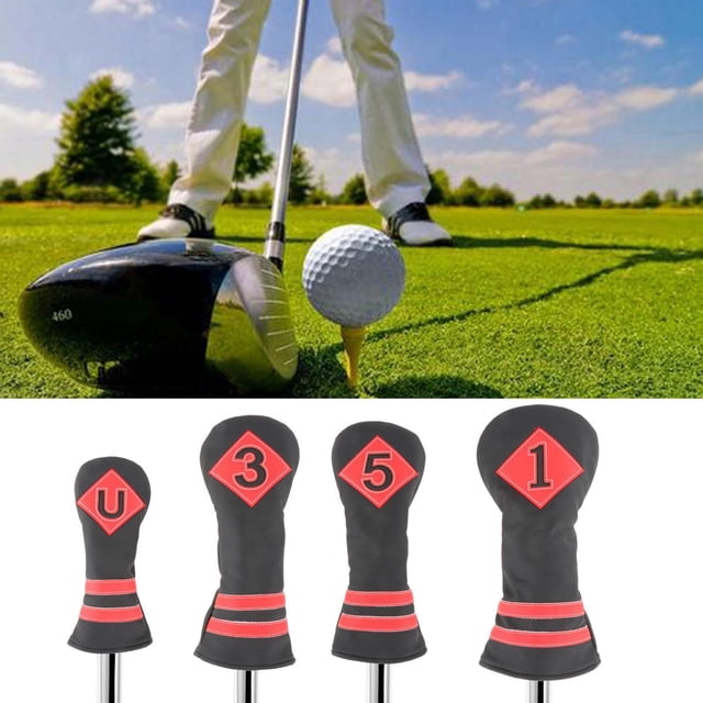 Funda de protección para cabeza de palo de golf Sharpla 4x Golf Cover PU Impermeable rojo negro