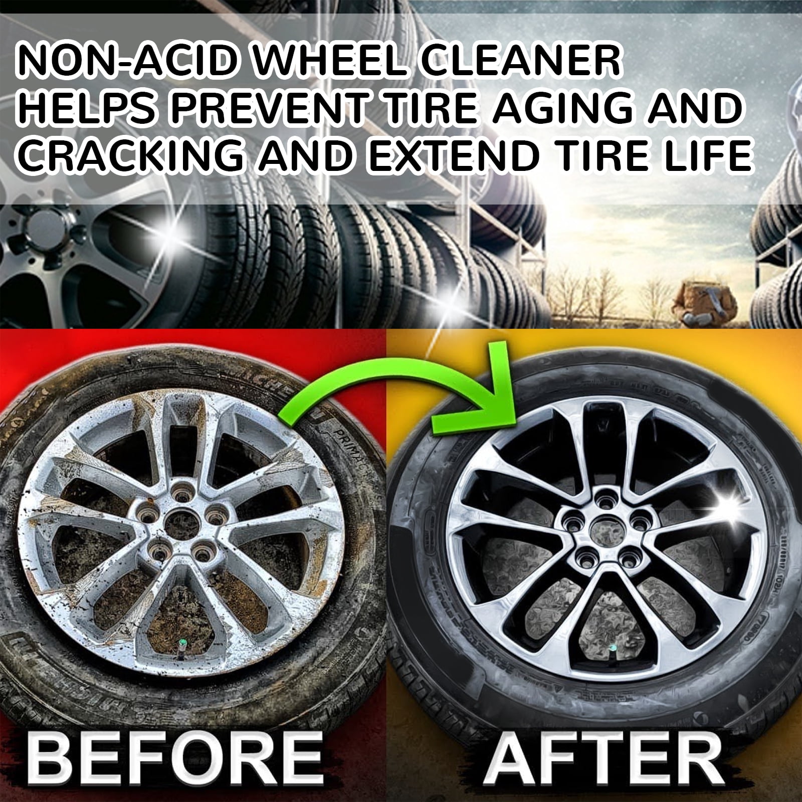 Homonth Non-Acid Wheel Cleaner, Wheel Hub Renovation Cleaning And Polishing Maintenance Multi-Functional Cleaning Agent