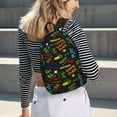thumbnail image 5 of Lsque Pixel Game Pattern Canvas Daypack, Durable Backpack, High-quality Versatile Backpack,Vintage Compact Backpack-Medium, 5 of 6