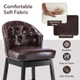 thumbnail image 5 of Foredo Swivel Bar Stools with Back Sets of 2, Upholstered PU Bar Stool with Solid Wood Legs and Tufted Button Back, PU Brown, 5 of 9