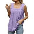 thumbnail image 2 of AIMITAG Camiseta sin mangas con cuello cuadrado y volantes para mujer, camiseta sin mangas a rayas, camisa informal holgada sin mangas de verano, 2 of 5