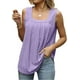 thumbnail image 2 of AIMITAG Camiseta sin mangas con cuello cuadrado y volantes para mujer, camiseta sin mangas a rayas, camisa informal holgada sin mangas de verano, 2 of 5
