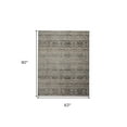 thumbnail image 2 of 5' X 8' Gray Ivory And Tan Abstract Distressed Area Rug With Fringe, 2 of 9