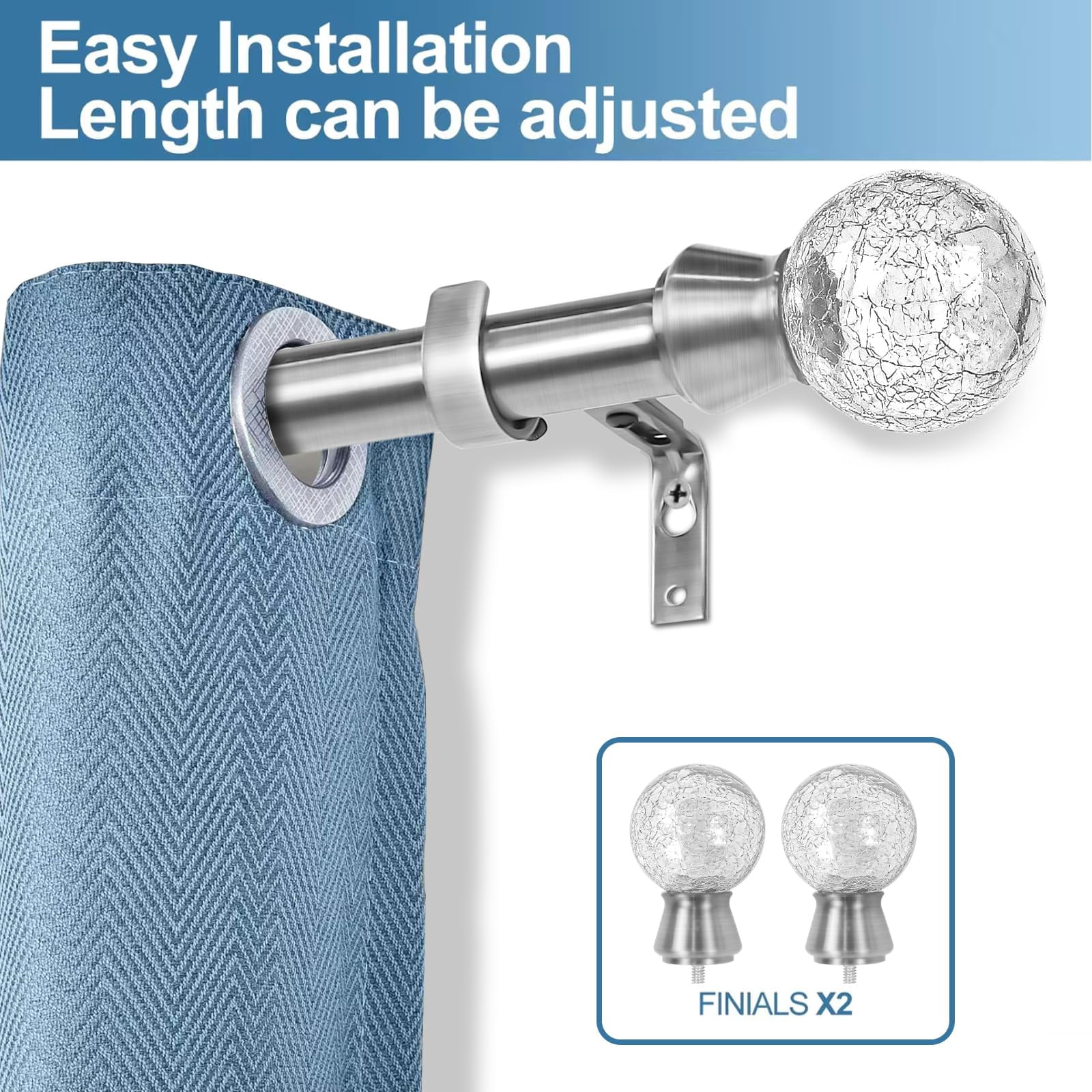 Urbanest Crackle Single Curtain Rod and Hardware Set
