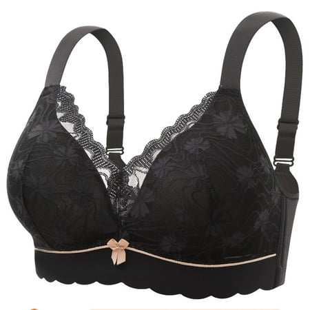 YHGFVOKJ Bras for Women Wireless Seamless Convertible Smooth Comfort Wirefree T Shirt Underwear Plus Size Lace Mesh Bras Underwire Brassiere Sports Bras for Women Large Bust Black 34