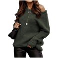 thumbnail image 3 of Suéter de cuello redondo sexy con hombros descubiertos para otoño e invierno, suéter informal holgado de color sólido de talla grande para mujer, 3 of 6