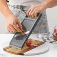 thumbnail image 5 of CuiLiyq Vegetable Slicer, 10.8" x 4.2" Stainless Steel Mandoline Food Slicer, Handheld Vegetable Chip Maker Food Chopper for Potato, Carrot, Vegetables, Zucchini (Gray), 5 of 9