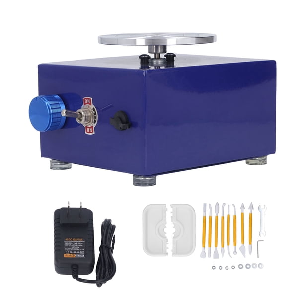 Mini torno de alfarería Colores vivos Plato giratorio a prueba de herrumbre Interacción entre padres e hijos Rueda de alfarería para niños para cerámica para niños 100?240 V Enchufe de EE. UU.