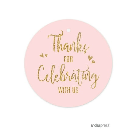 Thank You For Celebrating With Us Blush Pink Gold Glitter Print Wedding