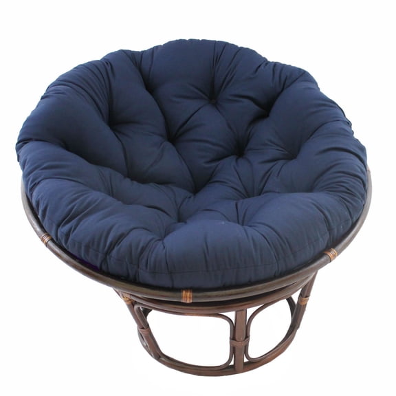 Chic Accent Chair - 42 Inch Modern Design, Navy Cushion, Rattan Frame for Living Room Decor
