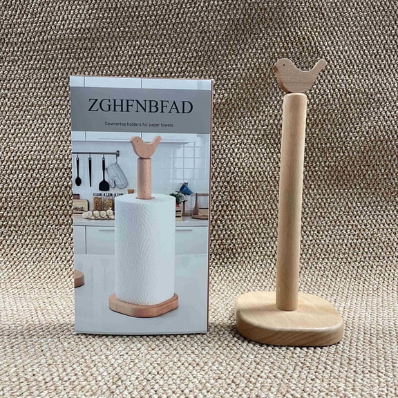 ZGHFNBFAD Countertop holders for paper towels,Paper Towel Holder, Cute Bird Wooden Kitchen Roll Stand Organizer Countertop Free Standing, Housewarming Gift New Home
