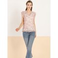 thumbnail image 3 of Unique Bargains Blouse à Volants pour Femmes Florale Décontractée Col en V Manches Courtes, 3 of 6