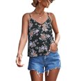 thumbnail image 1 of Top sin mangas con tirantes, cuello en V, estampado floral, ajuste holgado, camisa informal con tiras para mujer para primavera y verano, 1 of 6