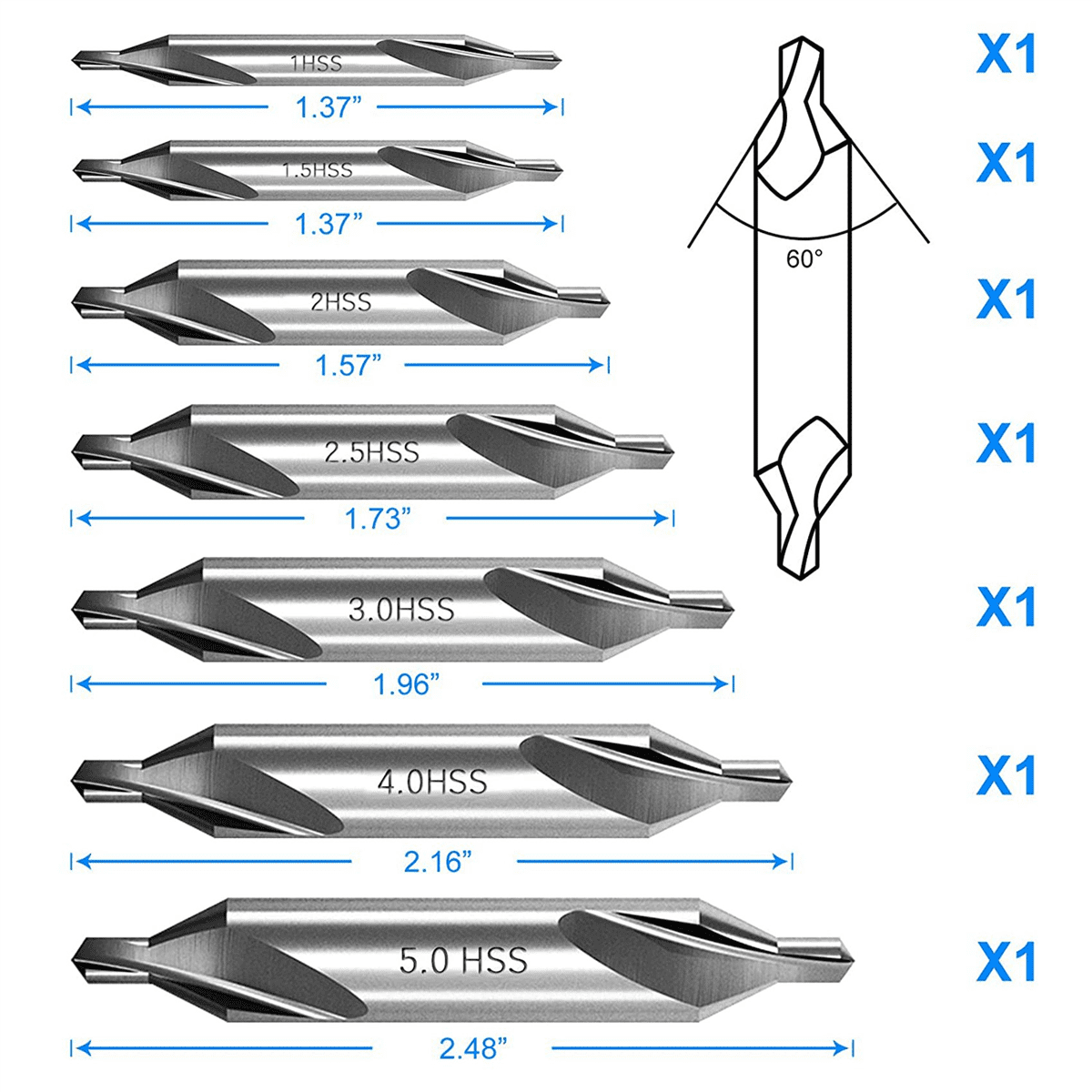 28 Pcs Center Drill Bits Set 60-Degree Angle Center Drill Bits Kit Countersink Tools for Lathe Metalworking
