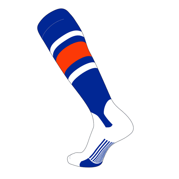 TCK Elite Baseball Knee High Stirrup Socks (E, 5in) Royal, White, Orange