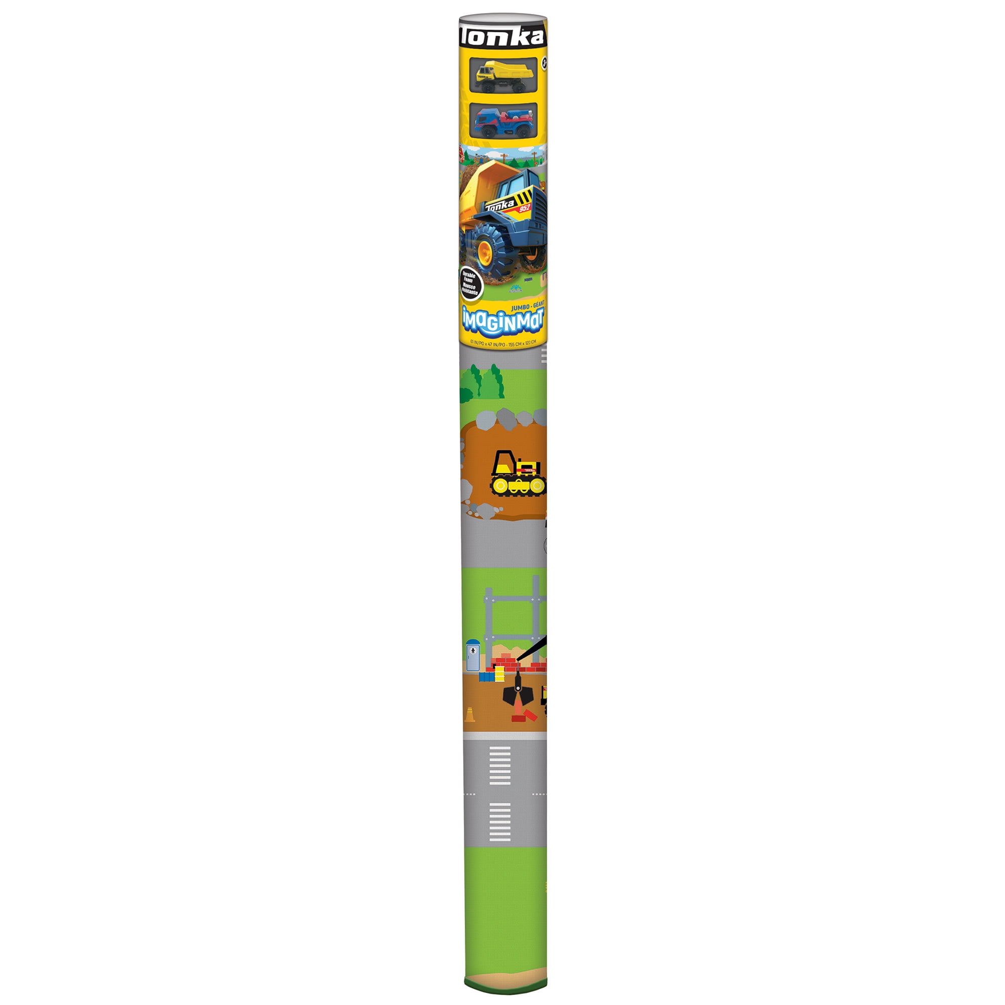 Imaginmat: Jumbo - Tonka - Floor Playmat & 2 Toy Cars, 47 x 61", 2 Character Vehicles, Durable EVA Foam Mat, Portable Design, Licensed, Kids Ages 3+