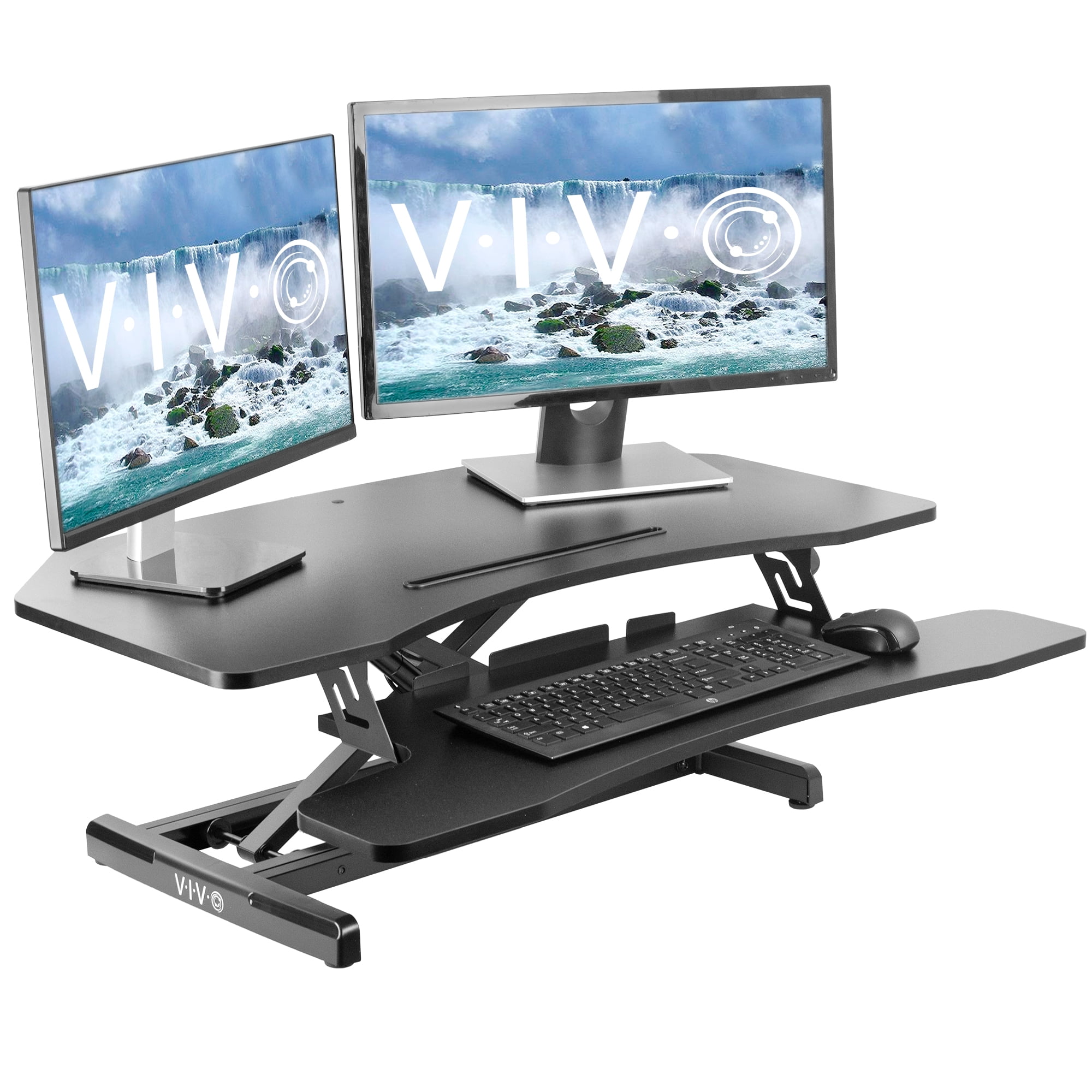 VIVO Corner Height Adjustable Standing Desk Workstation Monitor Riser