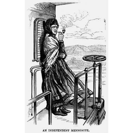 Pipe Tobacco For Women Mennonite Woman 1877 Nan Older Mennonite Woman Enjoying A Pipe Of Tobacco On The Train Crossing The Nebraska Prairies Wood Engraving American 1877 Poster Print by Granger Collection ()