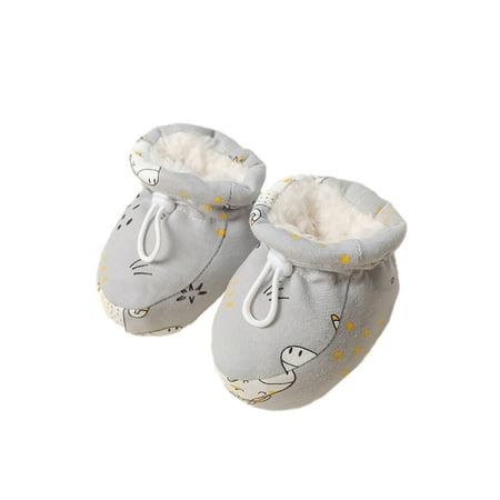 

Ymiytan Girls Boys Winter Bootie Floral Crib Shoes Drawstring Ankle Boot Casual Socks Warm Cotton Lining Booties Gray 3C