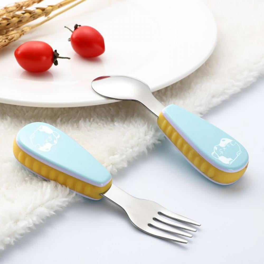 Baby fork &spoon toddler utensils feeding training child tableware set 2packW9H