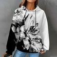thumbnail image 2 of DeHolifer Womens Sweatshirts Plus Size Long Sleeve Waffle Floral Print Drawstring Hoodies Sweatshirts Loose Casual Fashion Pullover Tops Black 4XL, 2 of 6