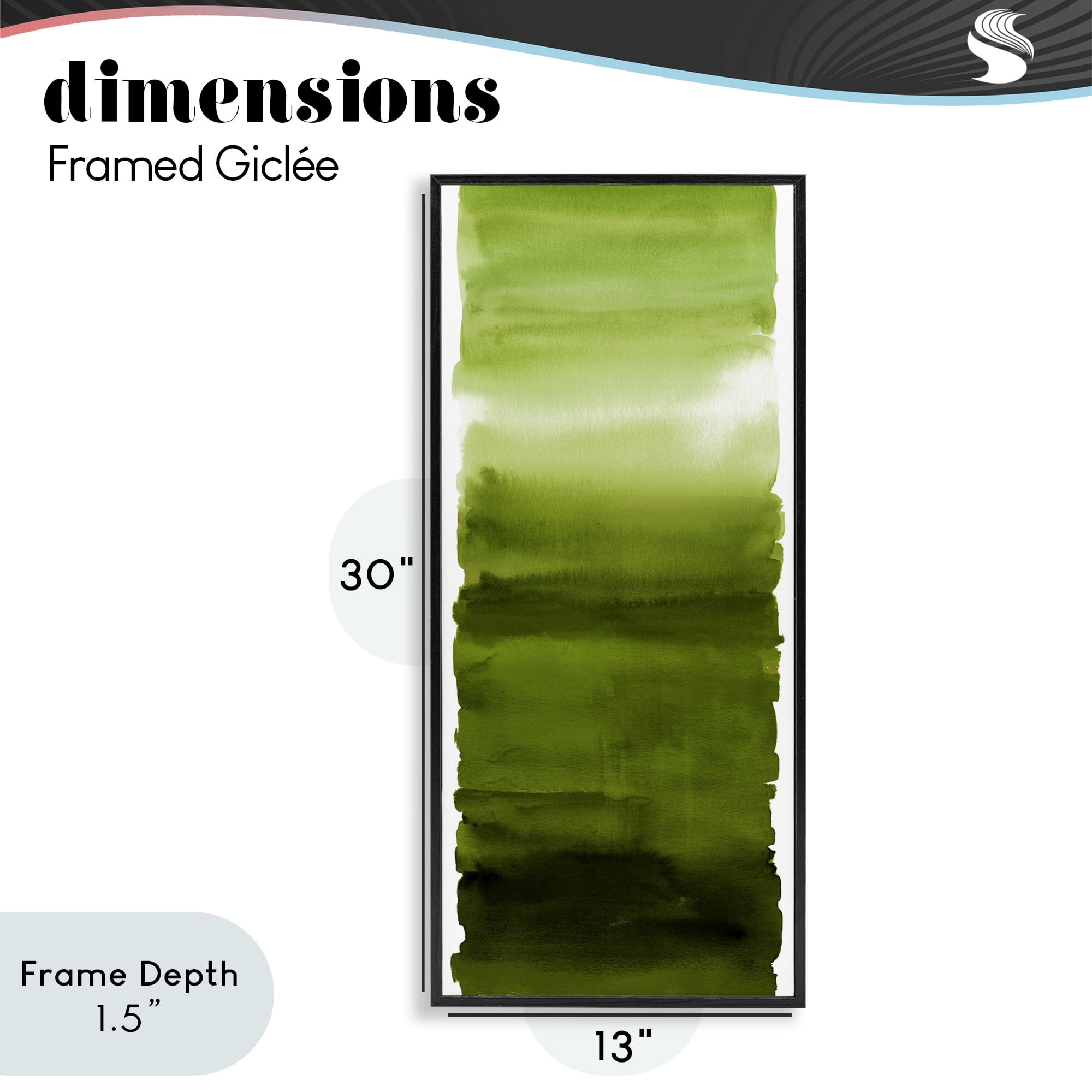 Stupell Industries Green Blend Gradient Black Framed Giclee Art, design by Allie Corbin
