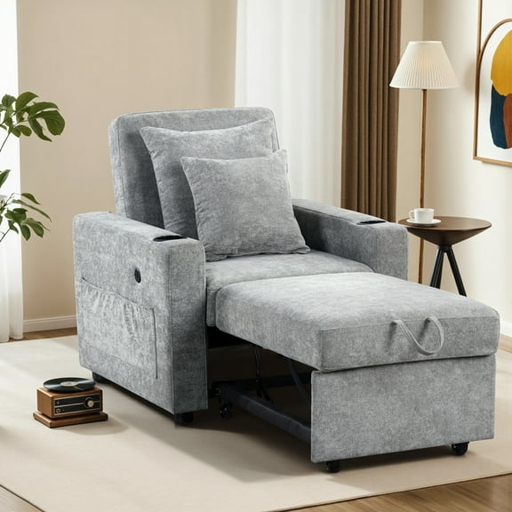 MCombo 3-in-1 Convertible Chair Bed, Sleeper Chair Lounge Chair Indoor, Modern Single Pull Out Couch for Living Room, Office