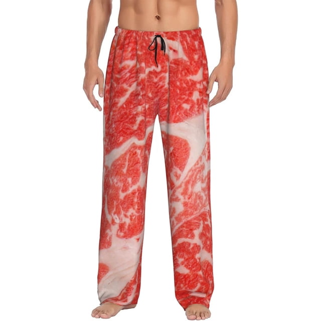 Balery Beef Steaks Pantalones de pijama para hombre, pijama ultraligero, pantalón de descanso-Small