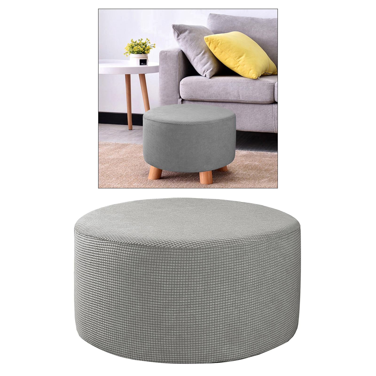 Round Ottoman Slipcovers Round Footstool Cover Protecter Machine Washable 
