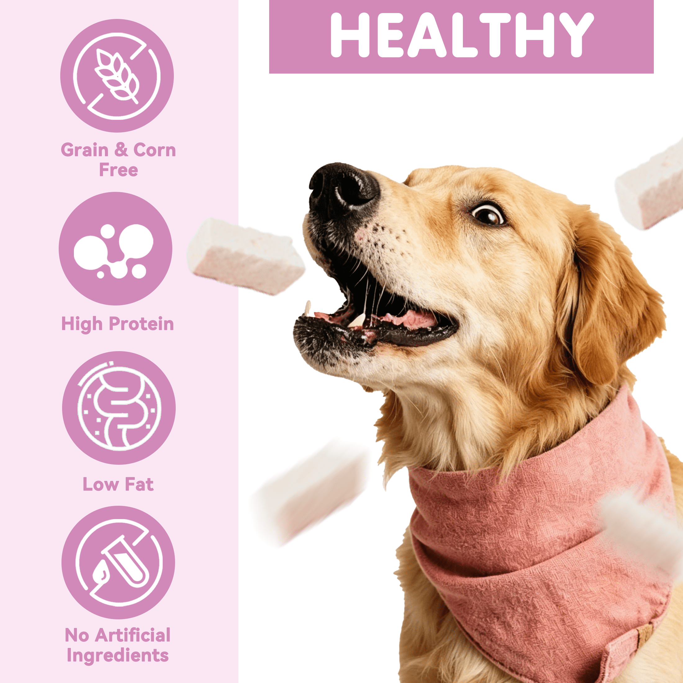 (3 pack) PAWUP Freeze Dried Goat Milk Dog Treats with Strawberry, Low Lactose for Sensitive Stomach Puppies, Training Treats for Picky Eaters, 2.8oz