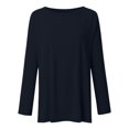 thumbnail image 5 of Blue Women's Long Sleeve T-shirt, Long Shirt Women'S Long Sleeve Oversize Basic Long Sleeve Pullover Tunic Crew Neck V Neck Long Sleeve Top Casual Plain Tops Spring Summer Cotton Blouses Long Sleeve,W, 5 of 7