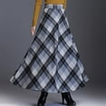 thumbnail image 5 of Women's Lattice Skirt Warm Elastic Waist Wool A-Line Pleated Tartan Winter Long Skirts, 5 of 9