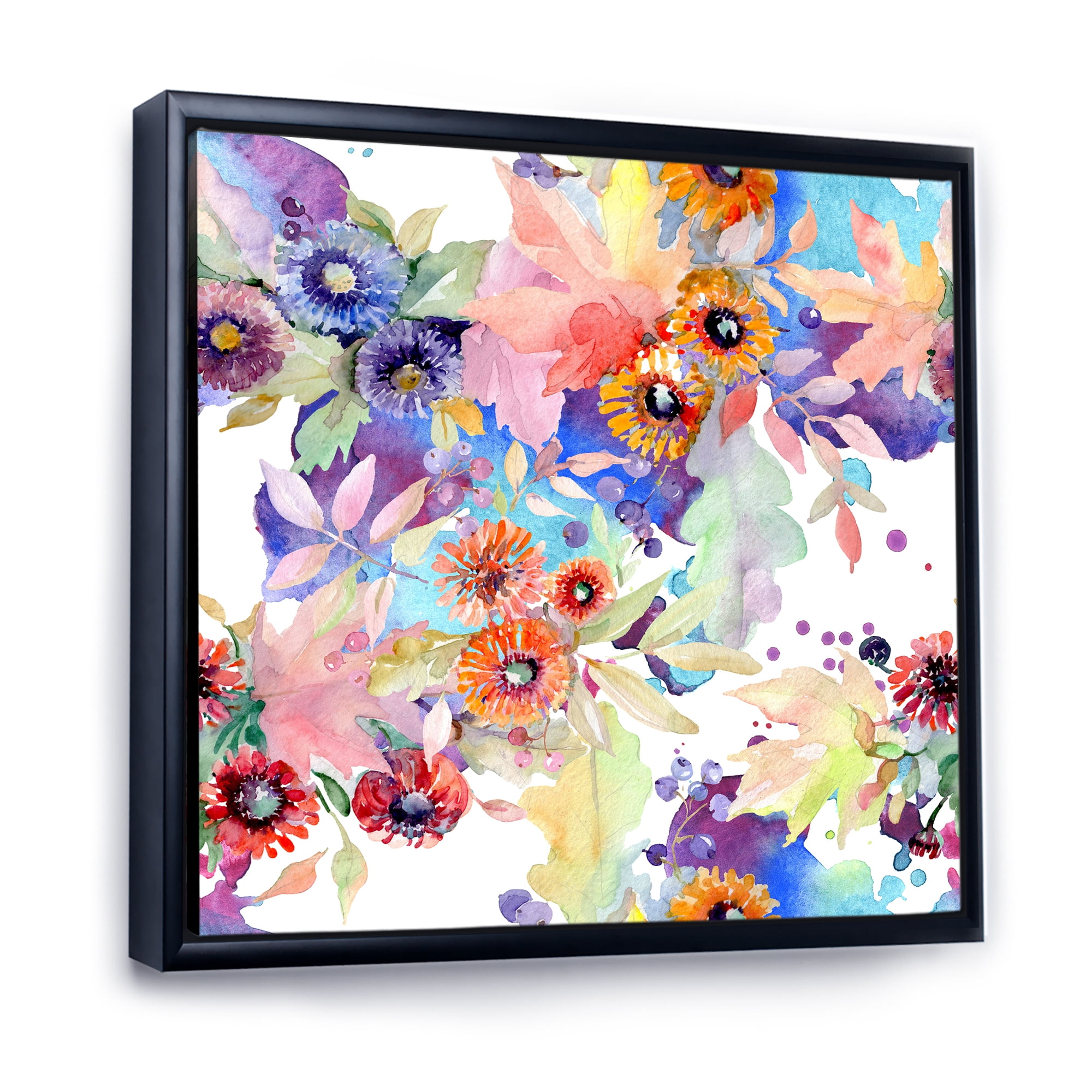 Designart 'Abstract Bouquet Floral Botanical Flowers' Modern Framed Canvas Wall Art Print
