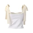 thumbnail image 7 of Women Summer Tops Women's Sleeveless Camisole Tie Shoulder Mesh Strap Tank Crop Tops Business Camisole Top Women Bohemian Shirt Crop Top Back Button Front for Caution Bright Womens White M, 7 of 7